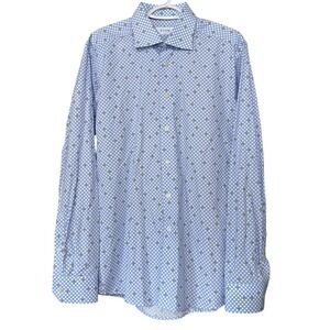 ETON Avocado All Over Print 42 Men's 16.5 Slim Dress Shirt Poplin Polka Dot